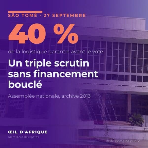 Le bâtiment de l'Assemblée nationale à São Tomé, dont les 55 sièges sont en jeu aux élections à São Tomé du 27 septembre 2026