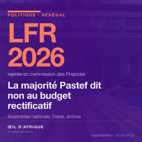 Façade de l'Assemblée nationale du Sénégal à Dakar, où la commission des Finances a rejeté la loi de finances rectificative 2026