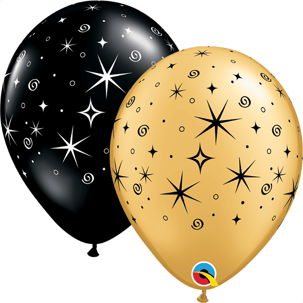 Sparkles & Swirls Assorted Gold & Onyx Black Balloons