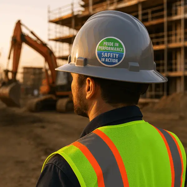 Reflective Hard Hat Sticker 2″ Circle | Pride in Performance / Safety in Action - Image 4