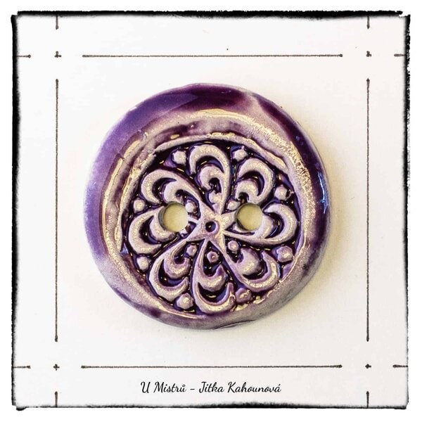 Knoflík ornament 5 cm - Obrázek 3