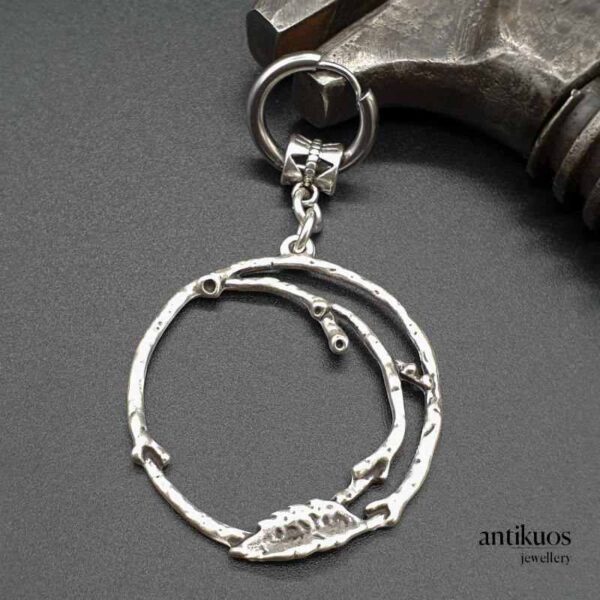 Tree branch boho earring by Antikuos jewellery, close-up
