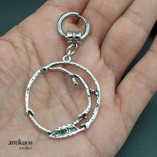 Tree branch boho earring by Antikuos jewellery, detail