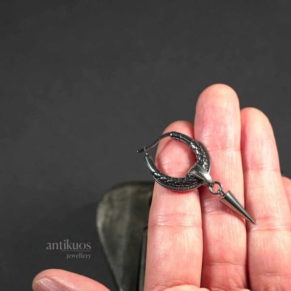 Kaida hoop spike stainless steel biker earring by Antikuos