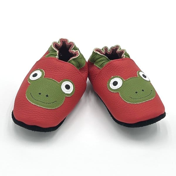 Lederfinkli "Frosch"  auf rot