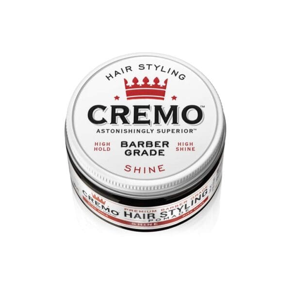 Cremo Premium Barber Grade Hair Styling Shine Pomade, High Hold & Shine, 4 Oz