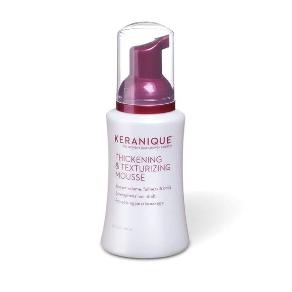 Keranique Thickening & Texturizing Mousse, 3.4 Fl Oz – Instant Volume, Thickness and Body, Leaving Hair with Smooth and Soft Touch | Strengthens Hair Shaft and Protects Against Breakage