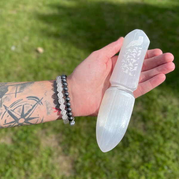 Coltello Cerimoniale in Selenite (Athame) Tagliare i Legami