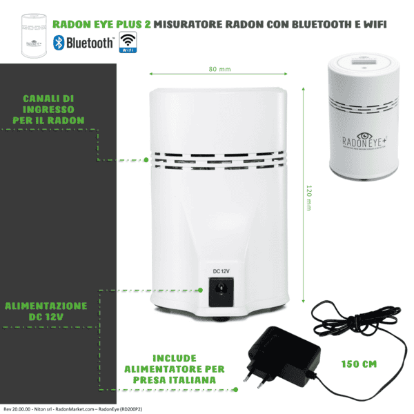 Noleggio - RadonEye Plus2 (Bluetooth & Wifi) - Rilevatore Gas Radon, Versione Internazionale in Bq/m3 - immagine 4
