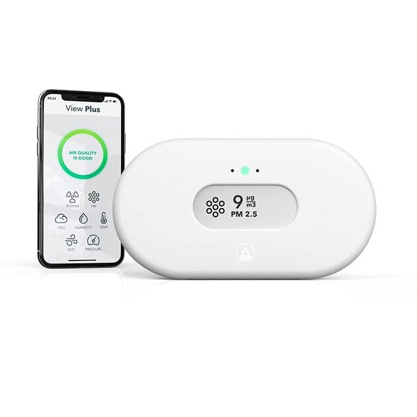 Airthings View Plus - Monitor intelligente per il radon e la qualità dell'aria (PM, radon, CO2, COV, umidità, temperatura)