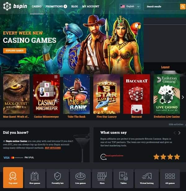 Bspin Casino free bonus and review