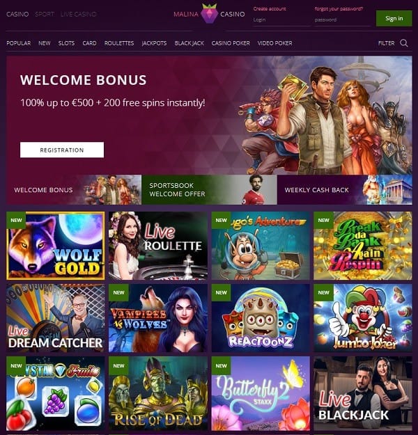 Malina Casino Online and Mobile 