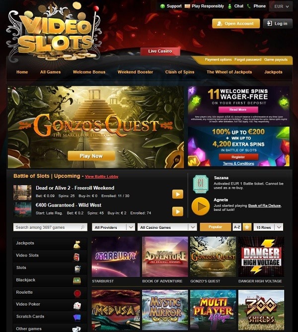 Videoslots.com Casino Register and Play!