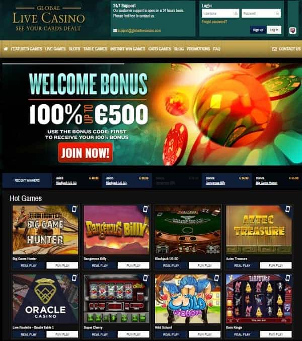 Global Live Casino €500 GRATIS