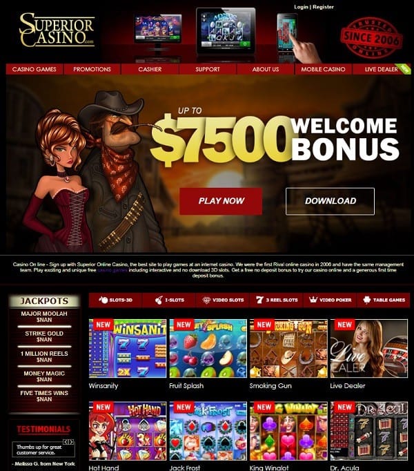 $7500 bonus and $25 no deposit required for new players