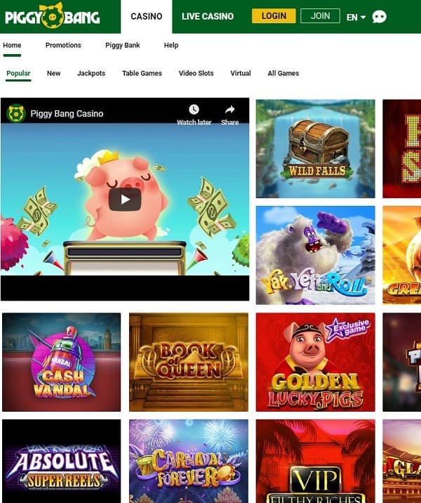 Piggy Bang Casino free play games for all