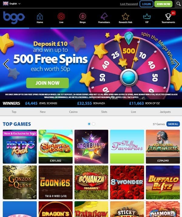 BGO.com free spins