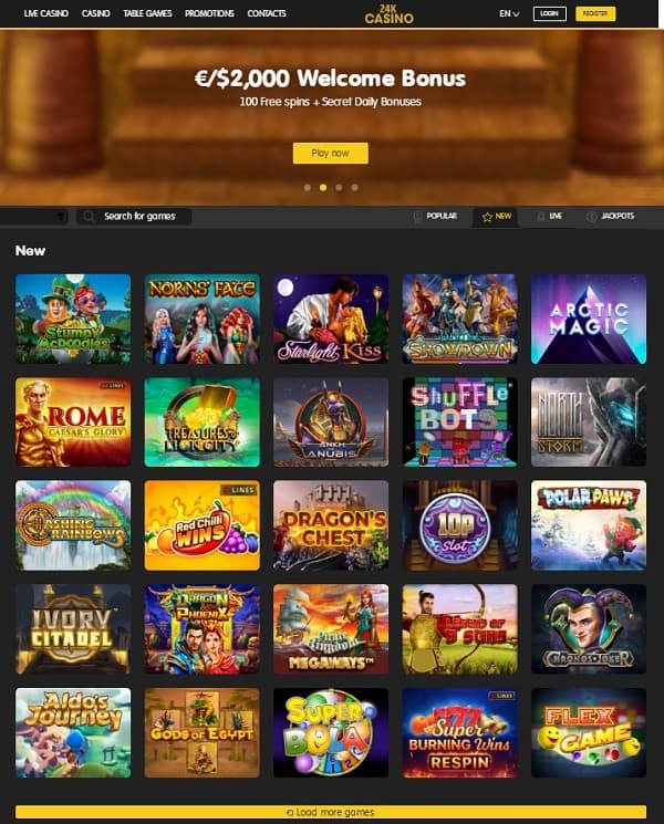 24KCasino.com Review (homepage)