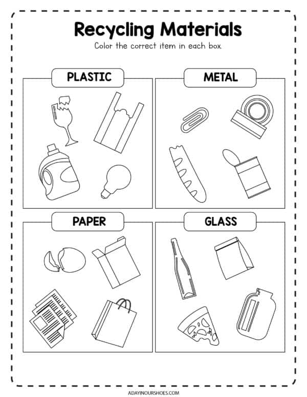 recycling worksheet