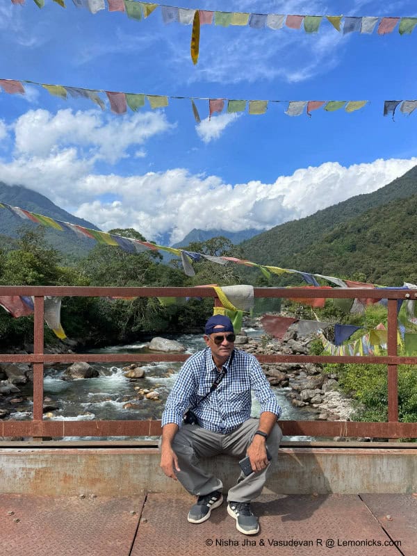 Vasudevan R at a bridge at Chug Valley