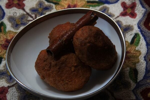 Potatoes fried and cooked in a spicy sauce.