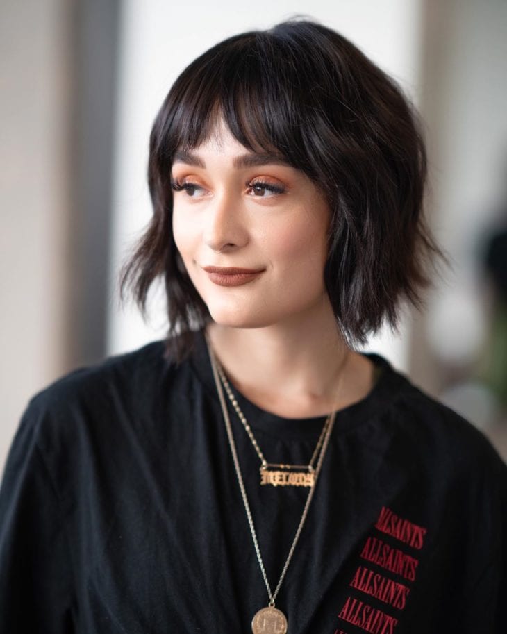 cabelo curto com franja
