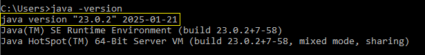 Check Java version in command prompt using java -version command for Playwright setup
