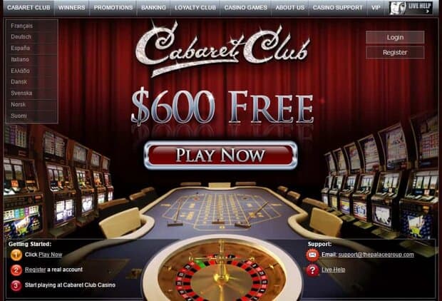 Cabaret Club 100% bonus and 50 free spins