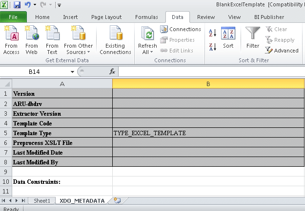 Excel templates for BI Publisher