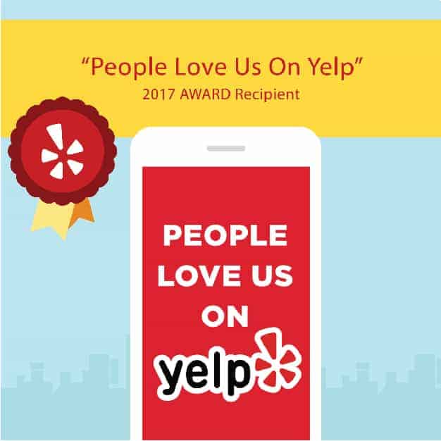 "People Love Us On Yelp" 2017 Award Recipient. Sandlapper awards