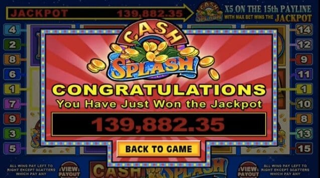 Cash Splash slot game - win up to $10,000,000 in progressive jackpot