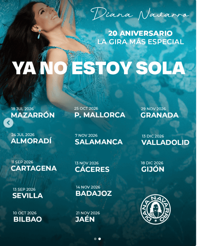 Cartel oficial de la gira Ya no estoy sola de Diana Navarro con fechas de conciertos 2026 en España