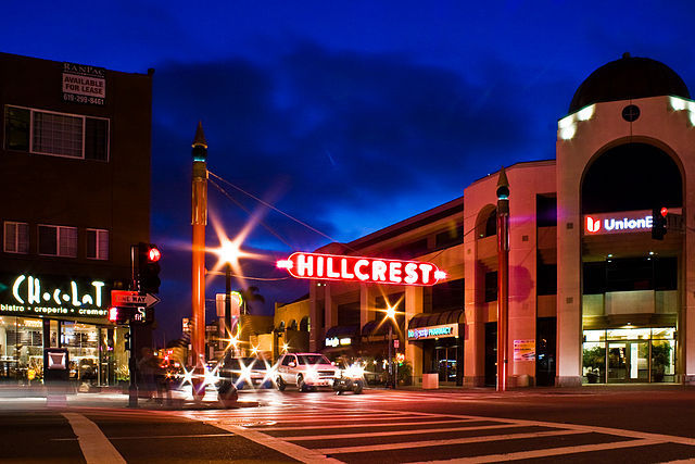Hillcrest San Diego Street at Night
