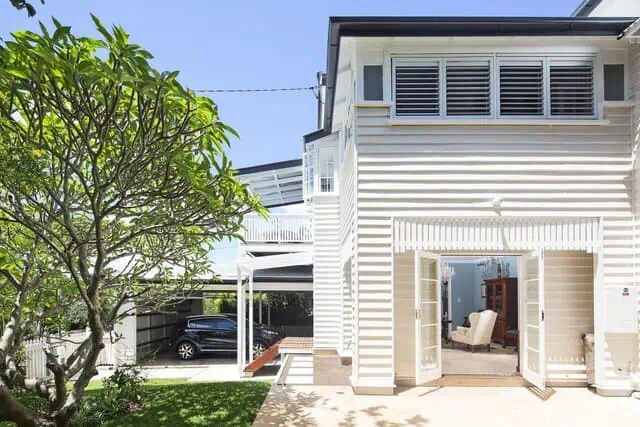 Entering the Queenslander home from the ground level. Entering the Queenslander home from the ground level.