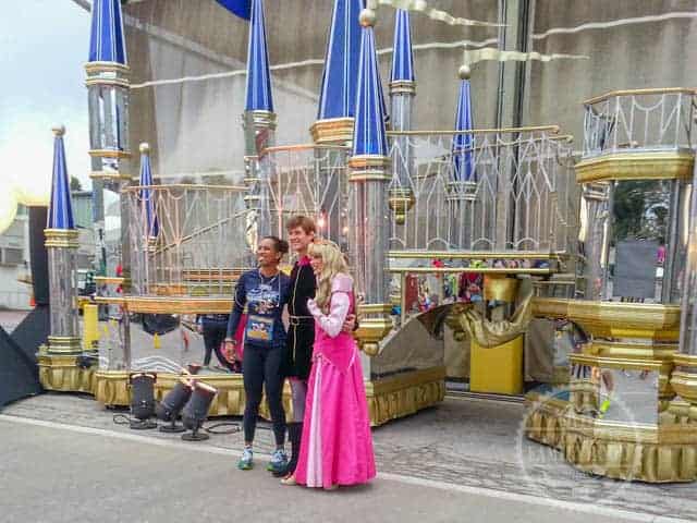 Aurora and Prince Philip Photo Op backstage Magic Kingdom during 2014 Walt Disney World Half Marathon