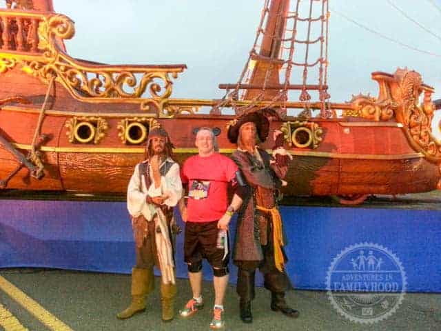 Jack Sparrow and Barbosa Pirate Ship Photo Op during Walt Disney World Half Marathon