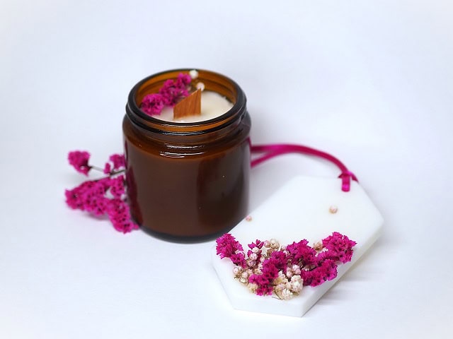 Свеча в янтарной баночке + аромасаше 1