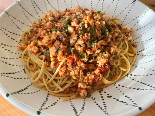linguine with chopped clams and shrimp