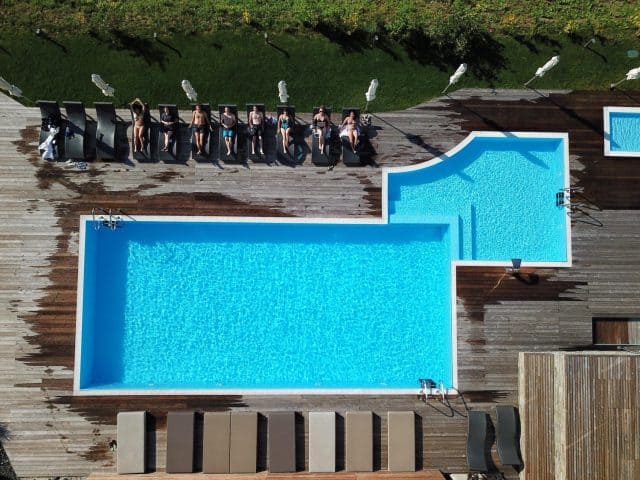Swimming Pool at Koprivna Ski Resort Aerial view of the swimming pool at Koprivna Ski Resort, Czech Republic
