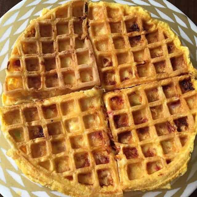 Delicious omelette made in the waffle maker