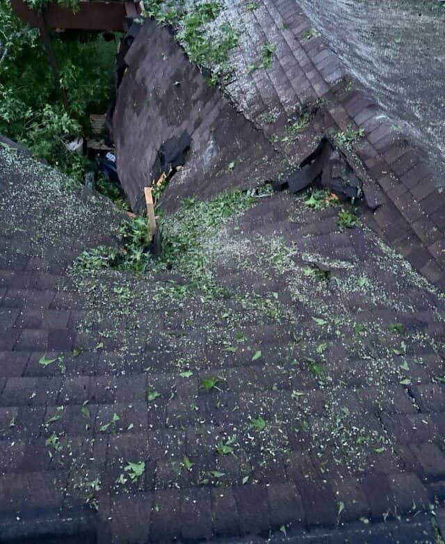 roof damaged by hail in aledo