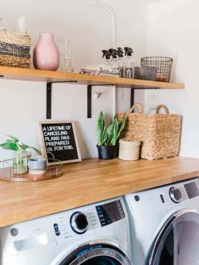 Laundry room storage shelf