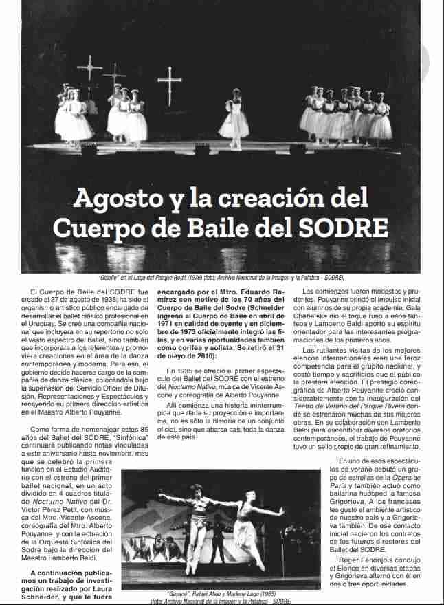 Imagen de Revista Sinfónica con nota sobre el cuerpo de Baile del SODRE
