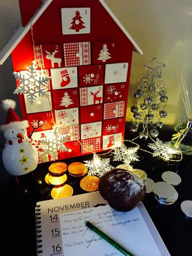 Wooden Advent Calender from Debenhams in my Christmas decorated work space