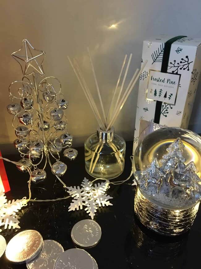 Frosted pine reed diffuser and jingle bell tree
