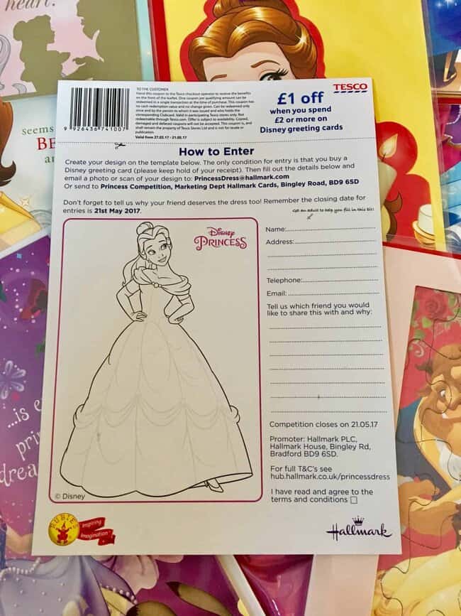 Competition entry form for the design a princess dress for you and a friend