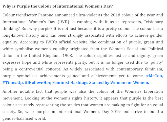 what color to wear on international women's day