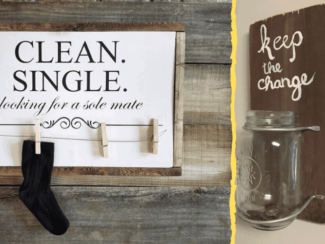 custom made lost socks for laundry room makeover 2