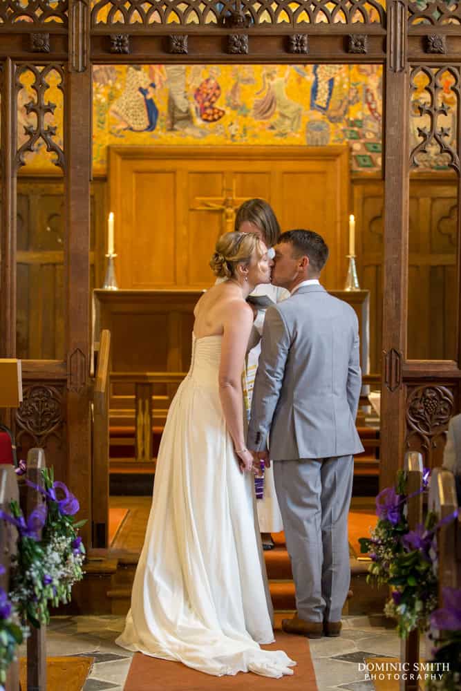 Wedding kiss at St Augustines Church