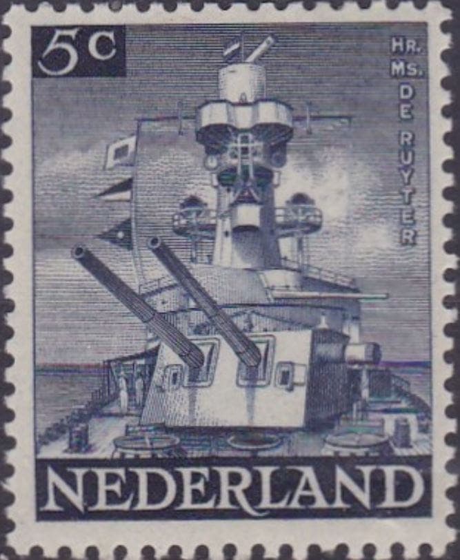 Herdenkingszegel “Hr. Ms. De Ruyter” “Slag in de Java-zee 27 februari 1942”